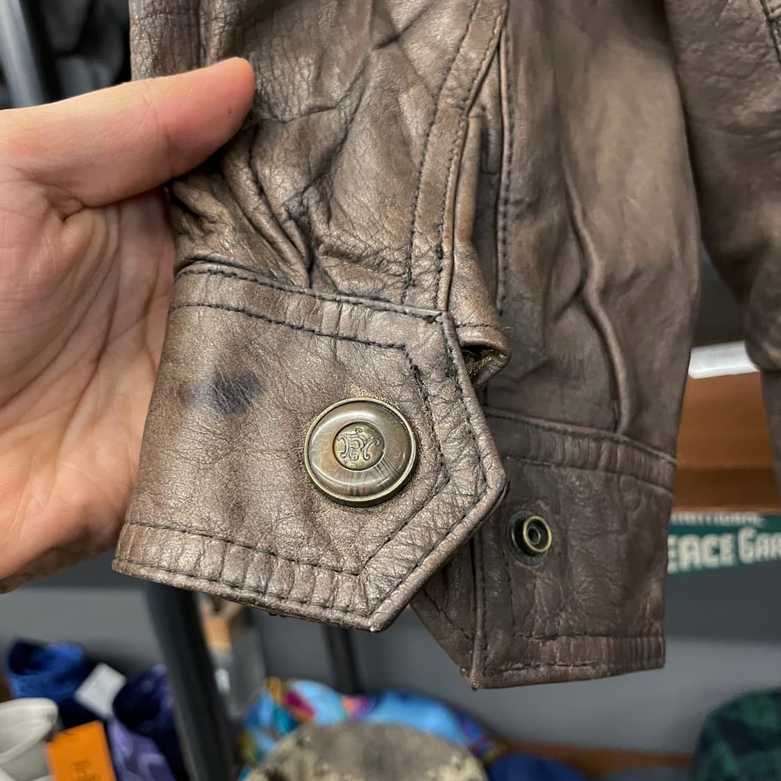 90s MONTES 레더 웨어 레이싱 패치 리얼 레더 자켓 상품이미지7