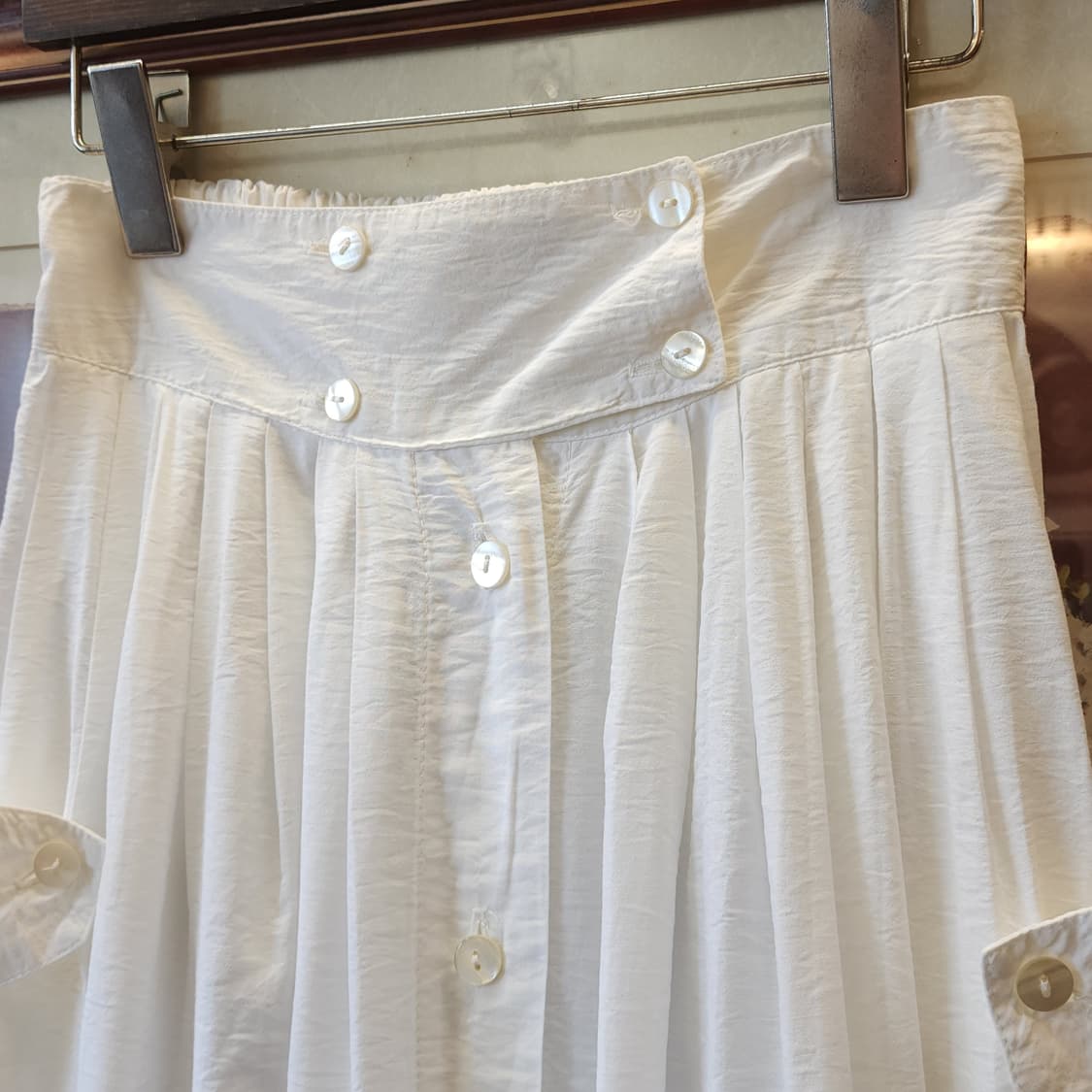 90s 빈티지 스커트 유럽 화이트 롱 스커트 버튼 클로져 상품이미지3