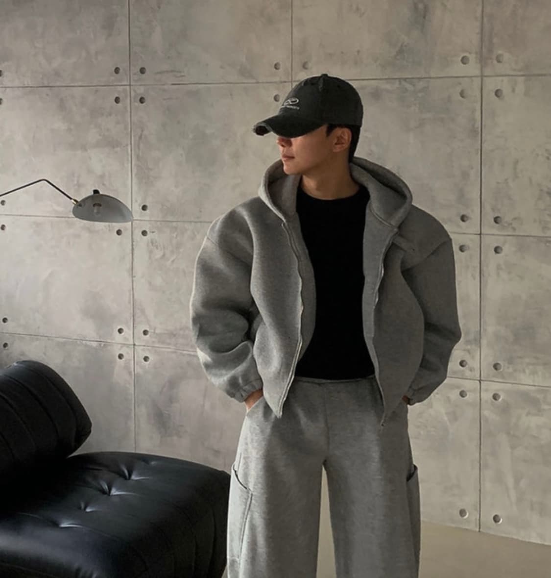 네오프렌 어깨보정 후드집업 그레이  상품이미지1