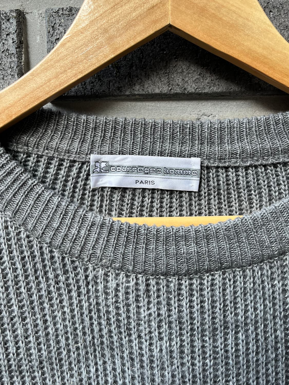 90s COURREGES 꾸레쥬 옴므 로고 스웨터 그레이 상품이미지4