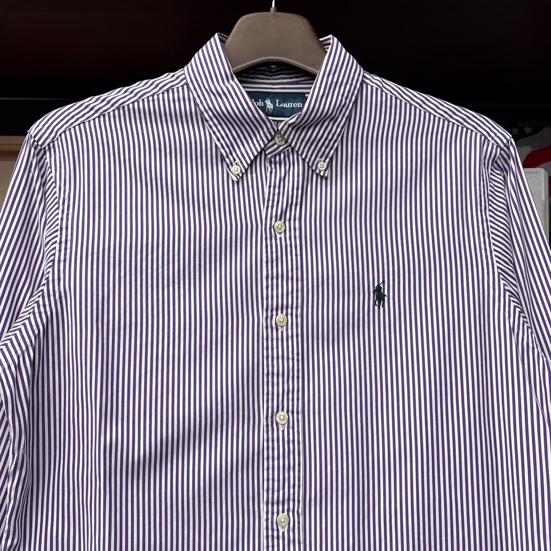 00s 폴로 랄프로렌 클래식 스트라이프 버튼다운셔츠 퍼플 N1164 상품이미지3