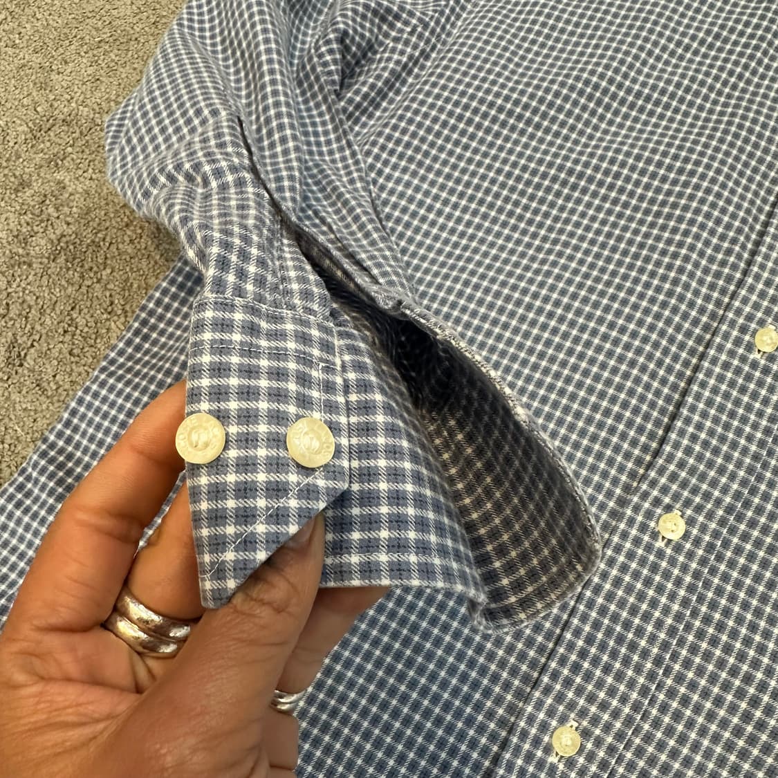 라코스테 깅엄 체크 긴팔 셔츠M-L 상품이미지4