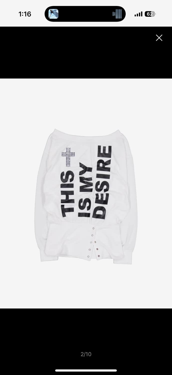 셋업이엑스이 볼드 레터링 루즈 탑 원숄더 상품이미지2