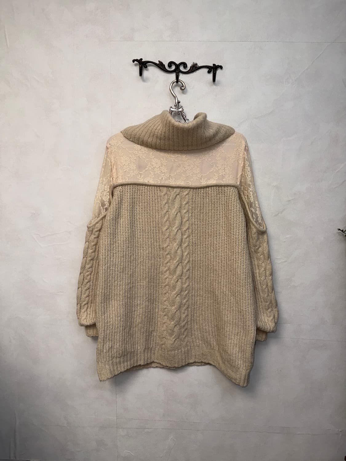 Ivory lace layered ribbon turtleneck ops 상품이미지7