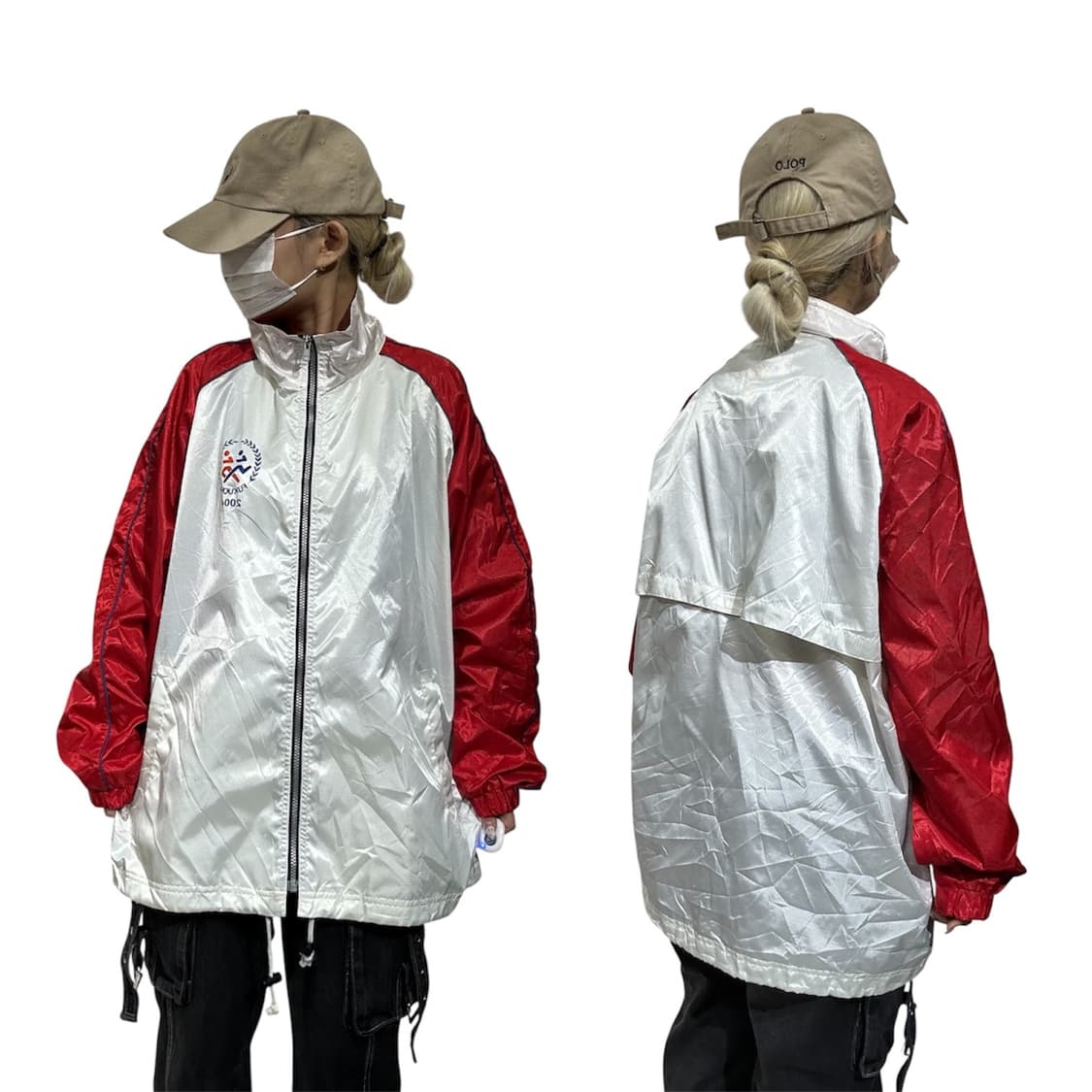 미즈노 화이트 레드 오버핏 바람막이 자켓 L 상품이미지1