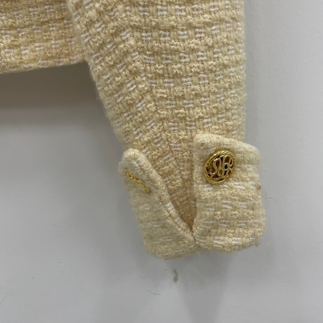 재팬 빈티지 오프 숄더 백워드 아이보리 트위드 크롭 자켓 상품이미지5