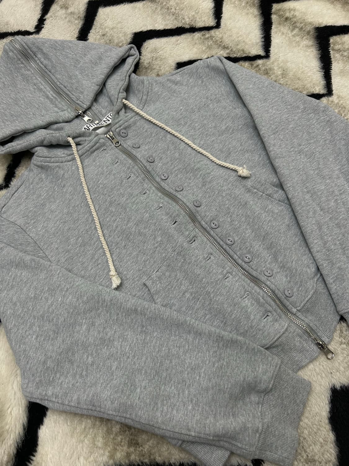 [M]파르티멘토 76아플리케 듀얼 후드집업/그레이 상품이미지1