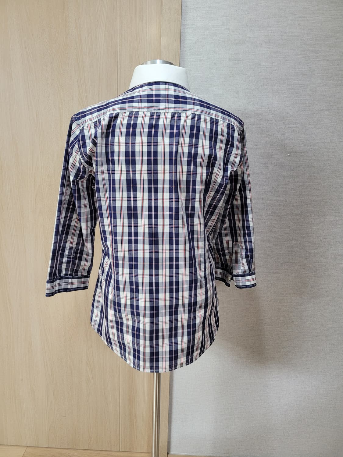 캘번 KELBURN 남자 7부 체크 셔츠 105 네이비 상품이미지6