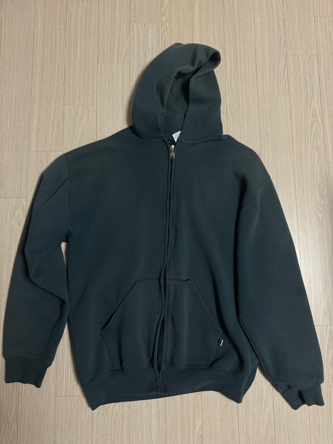 90‘s usa 러셀 후드집업 다크그린 상품이미지1