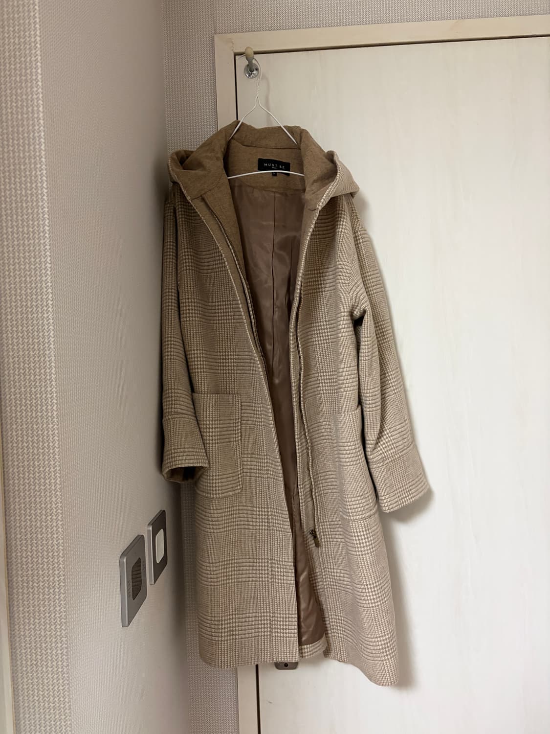 MUST BE) 체크 후드 롱 코트 77 상품이미지1