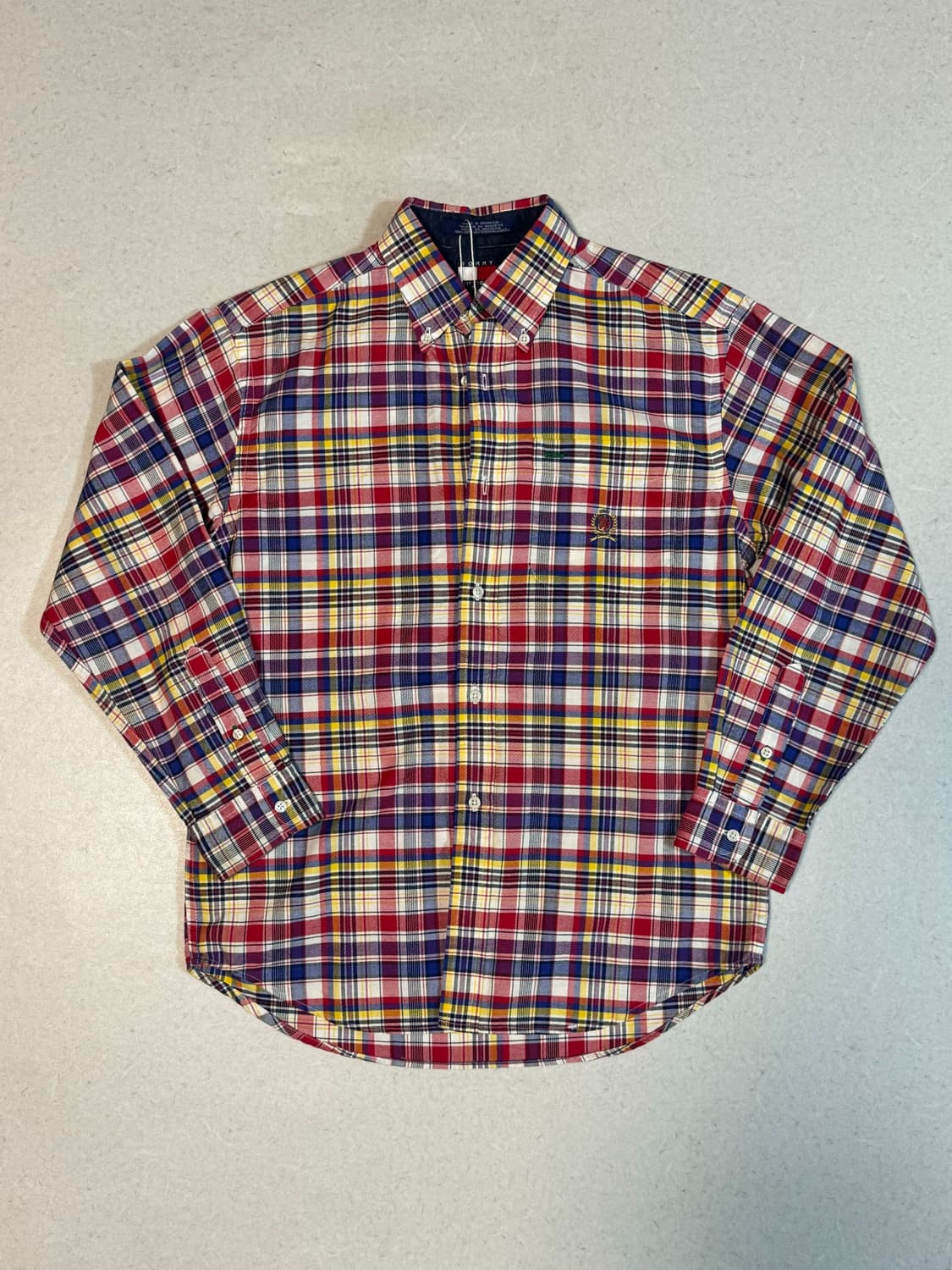 타미힐피거 빈티지 컬러블록 체크 셔츠 m 상품이미지1