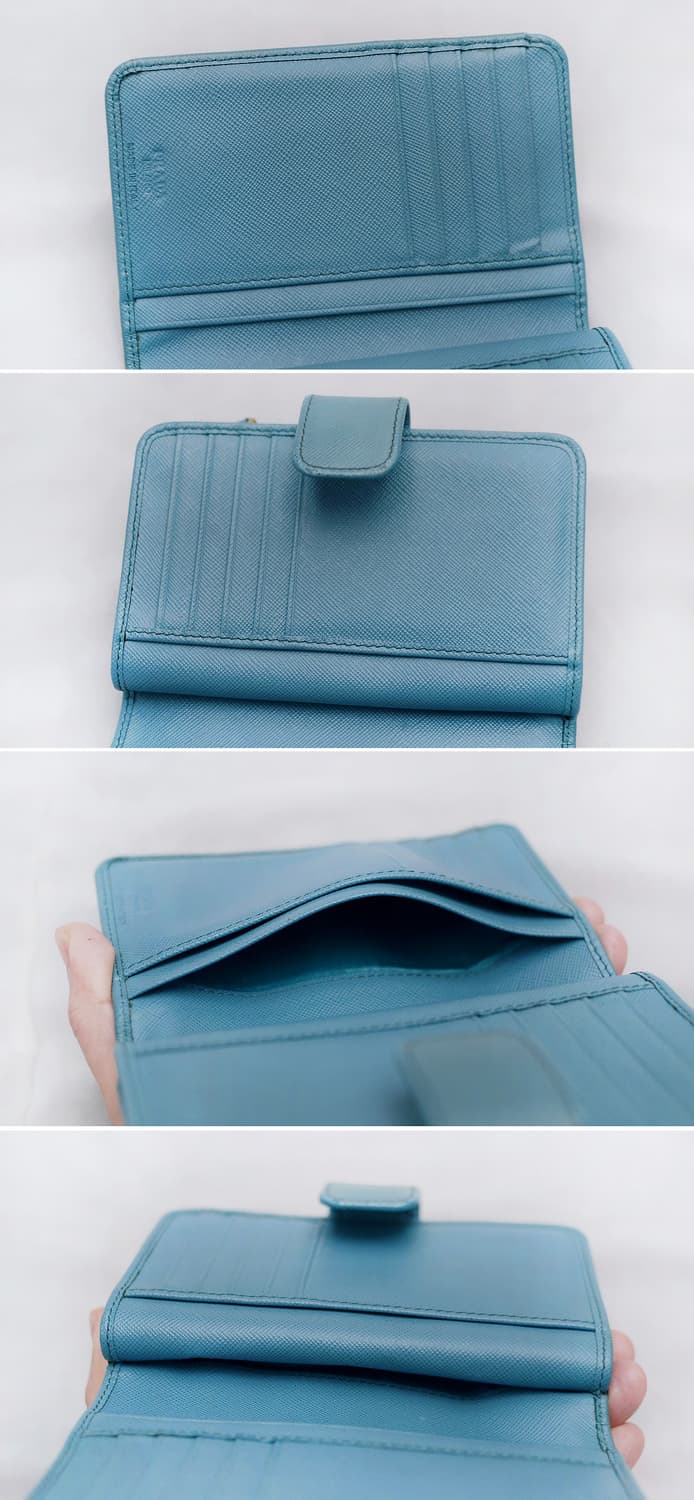 프라다 사피아노 메탈 로고 지퍼포켓 중지갑 (에메랄드 블루) 상품이미지8