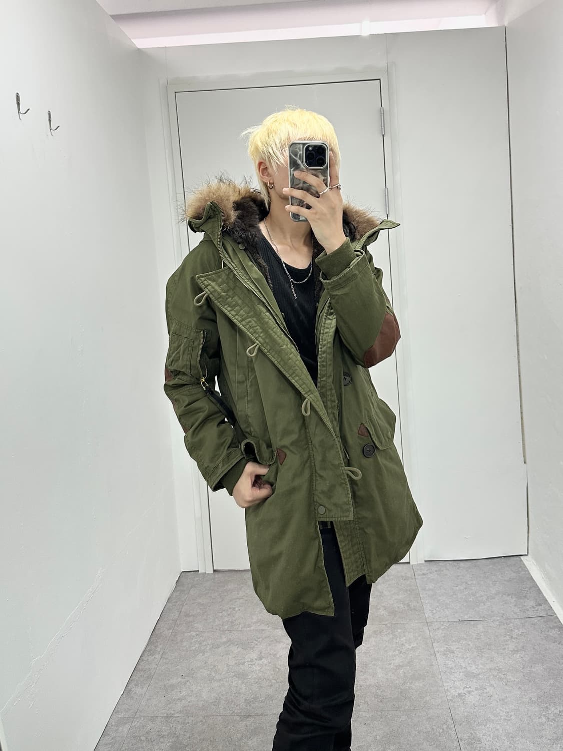 Vintage rabbit raccoon fur field jacket 상품이미지1