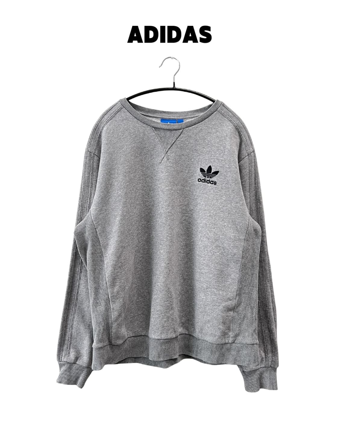 아디다스 오리지날 삼선 기모 라운드 맨투맨 그레이 상품이미지1