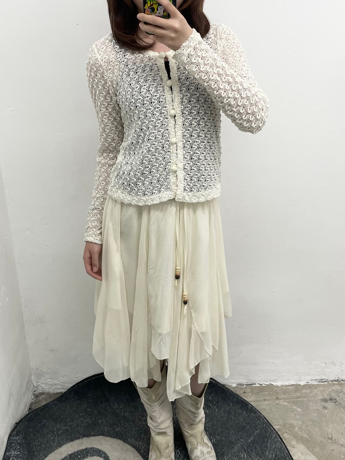 크림 짜임 버튼 가디건 상품이미지3