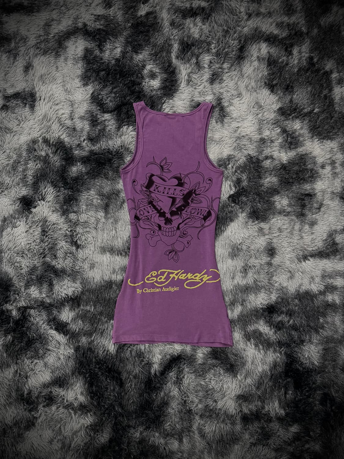 Ed Hardy 하트 스컬 큐빅  퍼플 롱 슬리브리스 상품이미지2