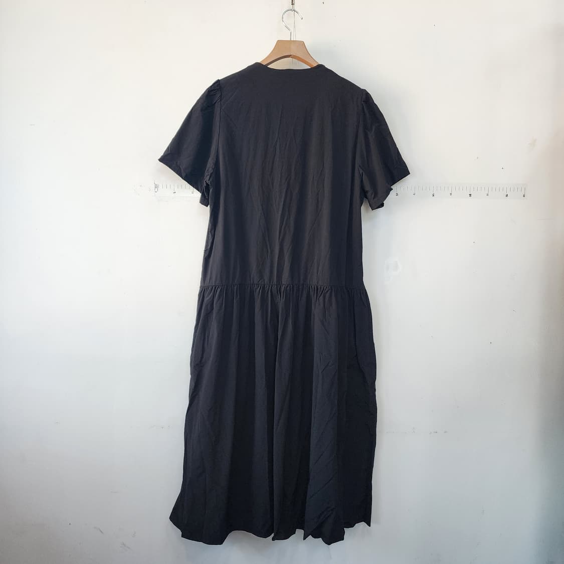 지컷 블랙 반팔 롱 원피스 셔츠형 상품이미지4