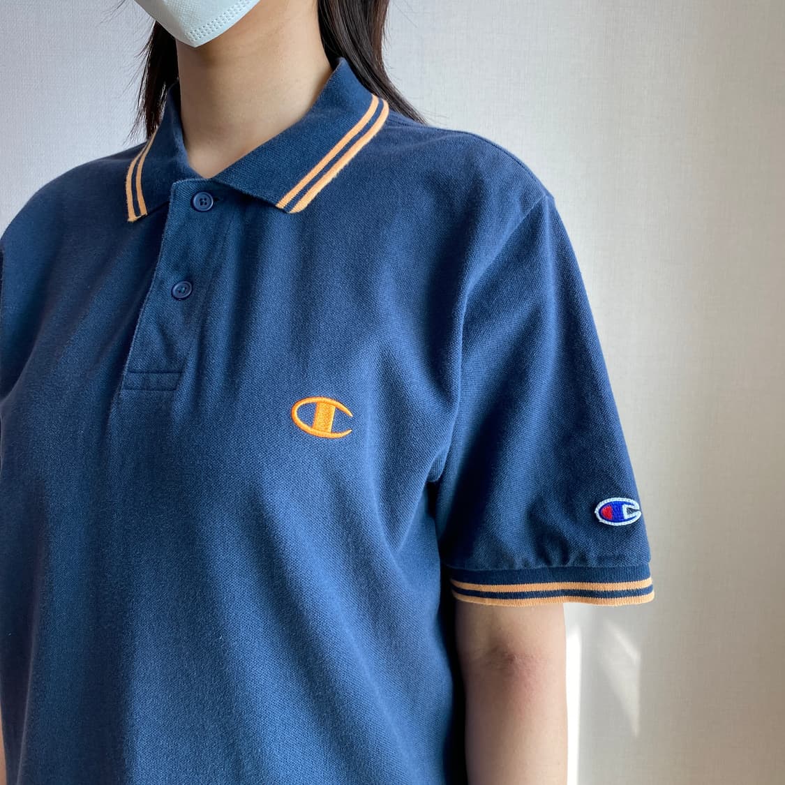 🏀 [Champion] 빈티지 네이비 & 골드 링거 피케 셔츠 상품이미지2