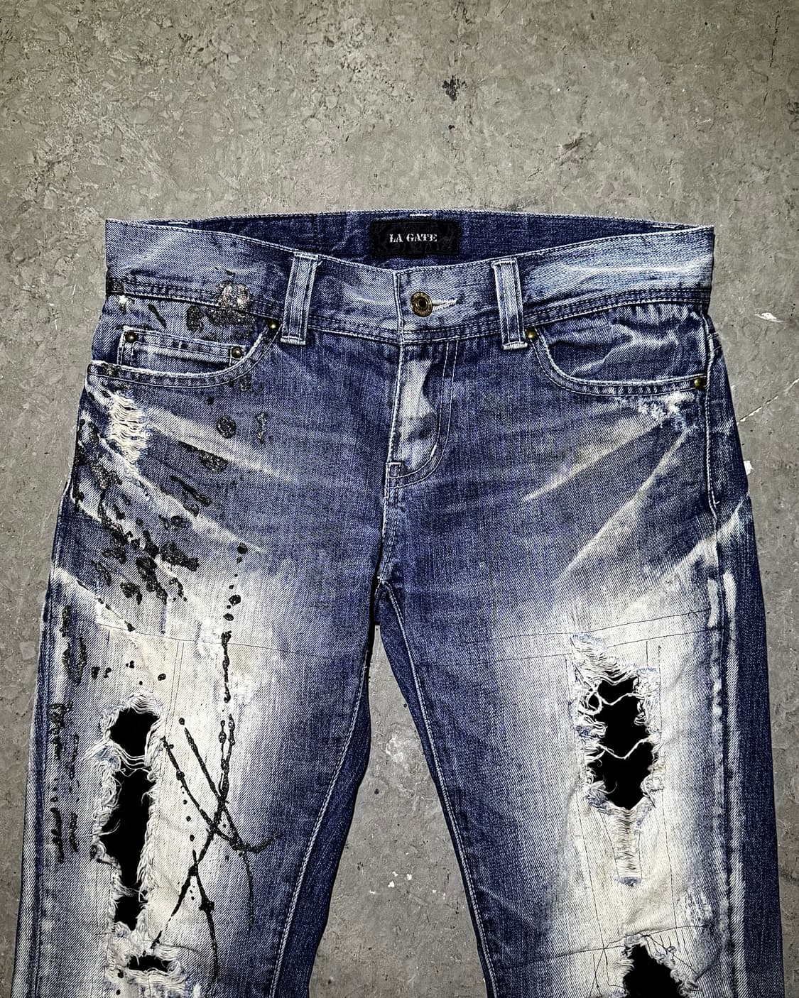 LA GATE – Destroyed Paint Straight Denim 상품이미지3