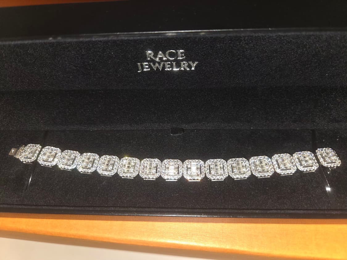 바게트 컷 팔찌 모이사나이트 17cm 레이스 쥬얼리 상품이미지1