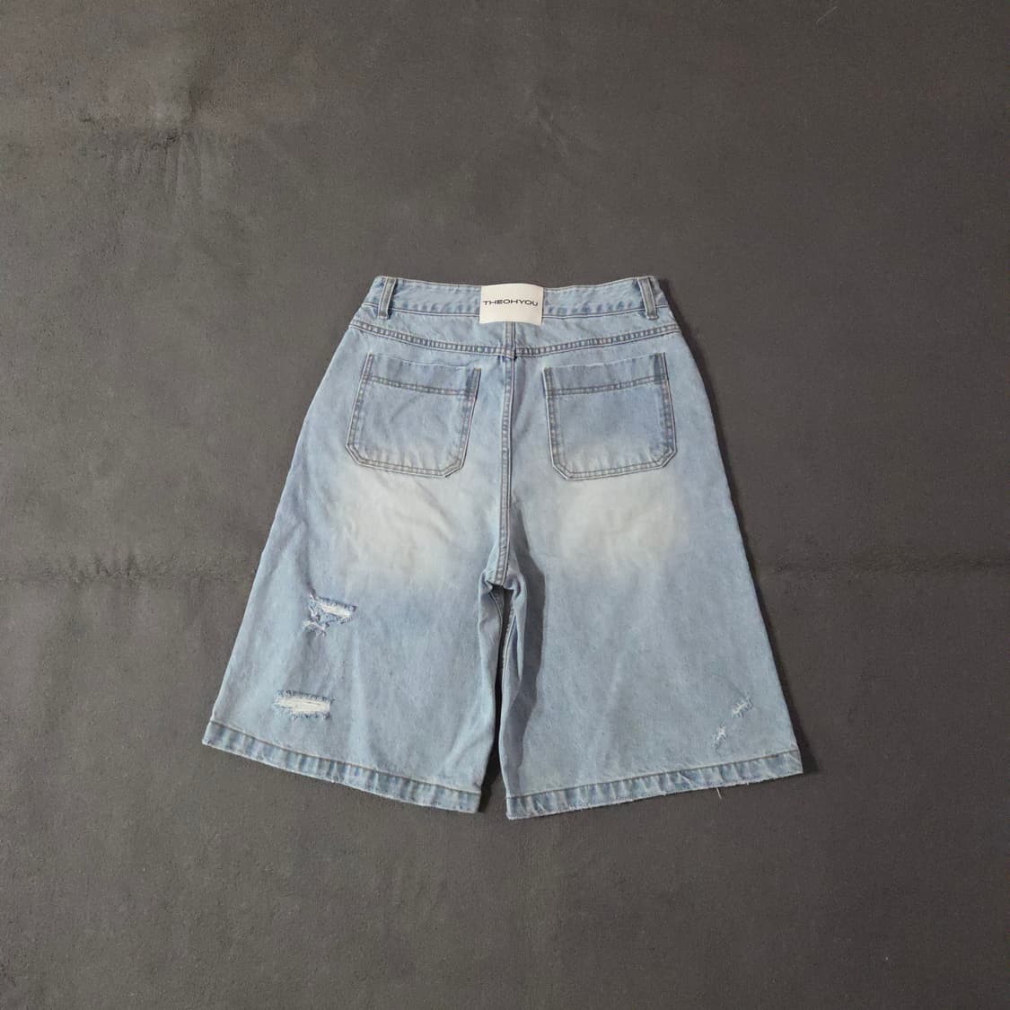 더오유 워시드 버뮤다 데님 쇼츠 M 라이트블루 상품이미지4
