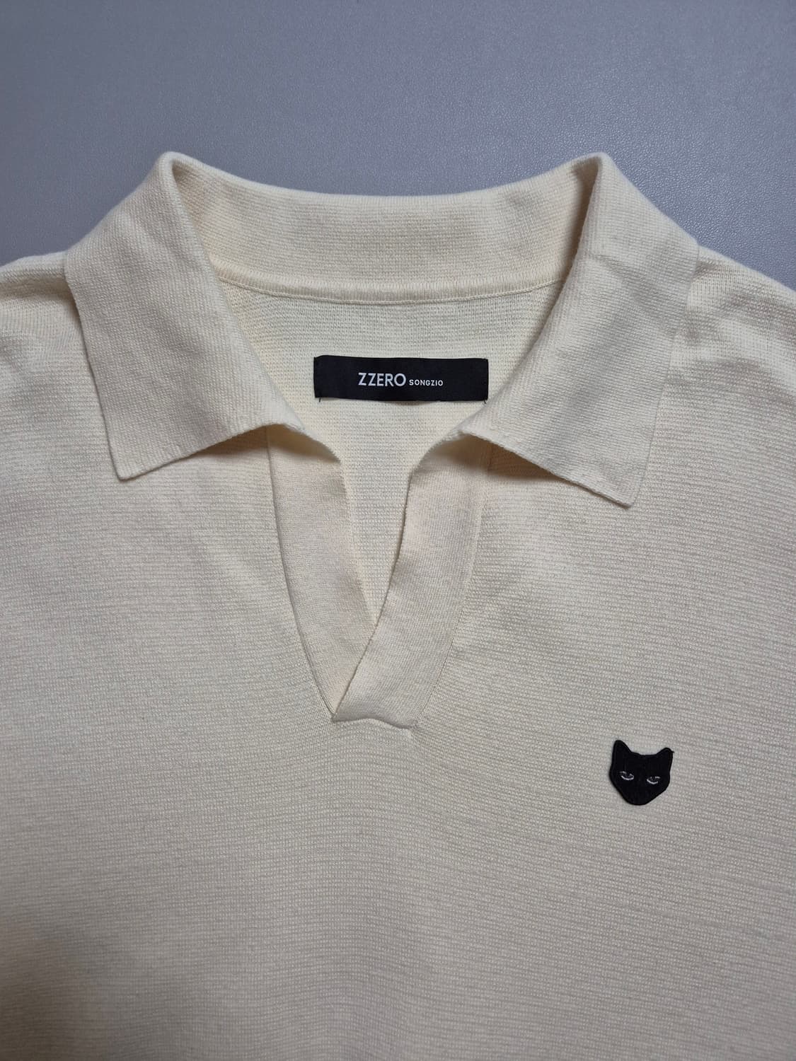 송지오옴므 지제로 팬서 오픈카라 니트 M 아이보리 상품이미지3