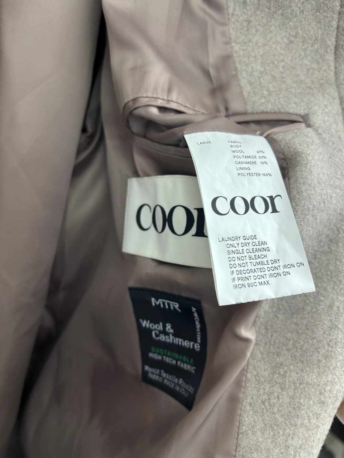 쿠어 COOR MTR 울 카시미어 발마칸 코트 상품이미지5