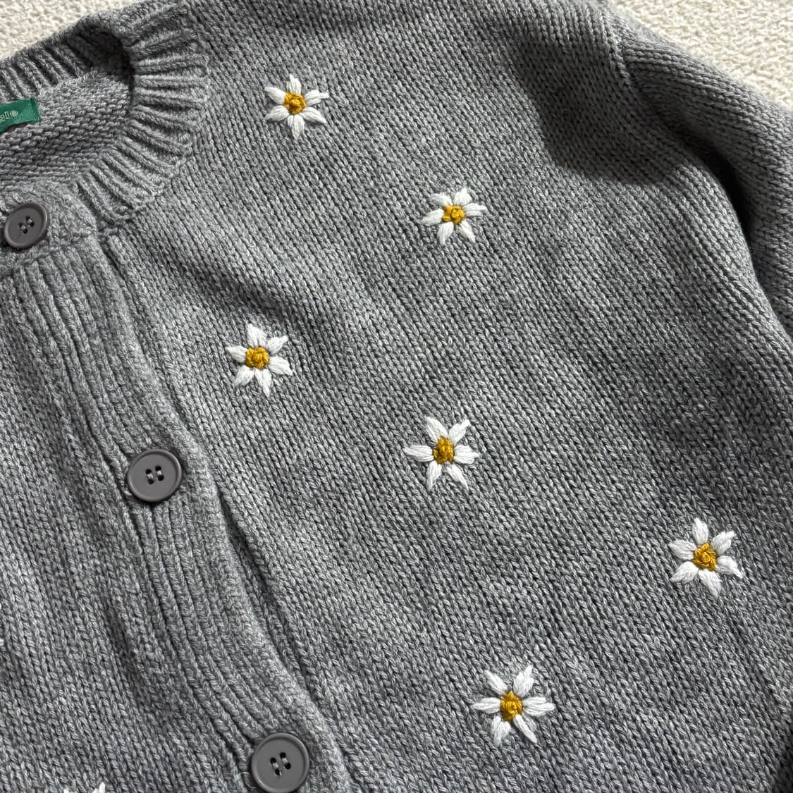 일본빈티지 그레이 플라워 니트가디건 상품이미지3