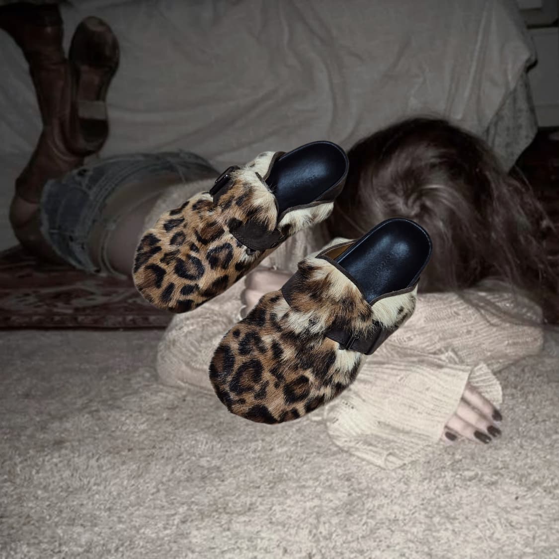Vintage Fur leopard Buckle mule 상품이미지2