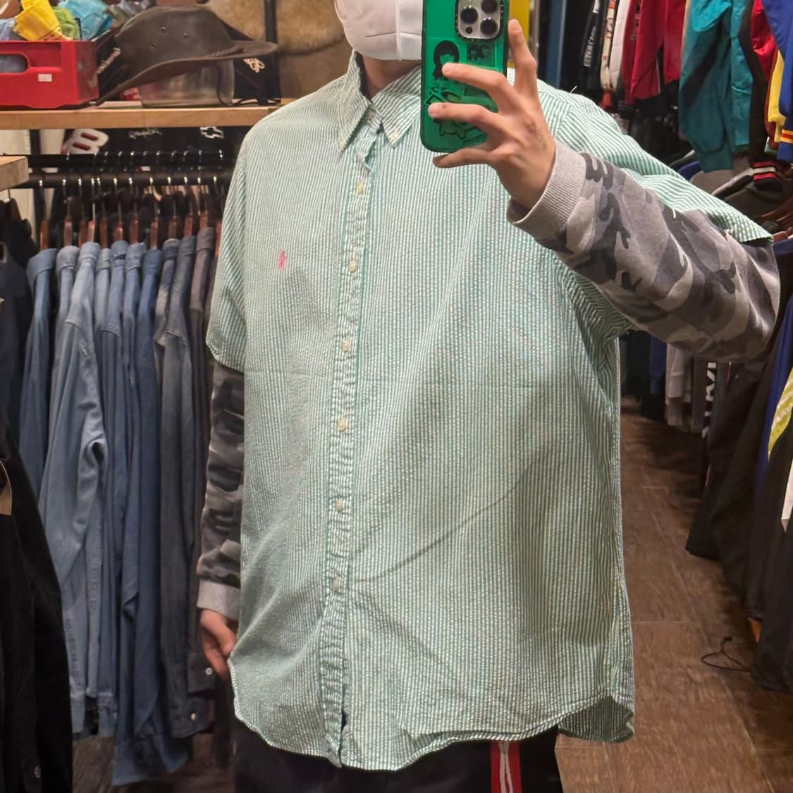 [HI] 폴로 랄프로렌 반팔셔츠 그린 시어서커 상품이미지3