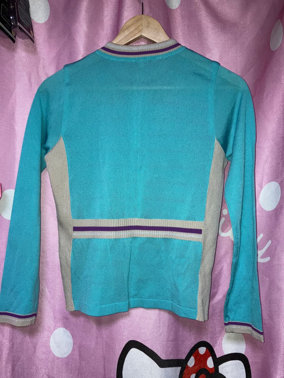 jpn 민트 스트라이프 반집업 니트 상품이미지3