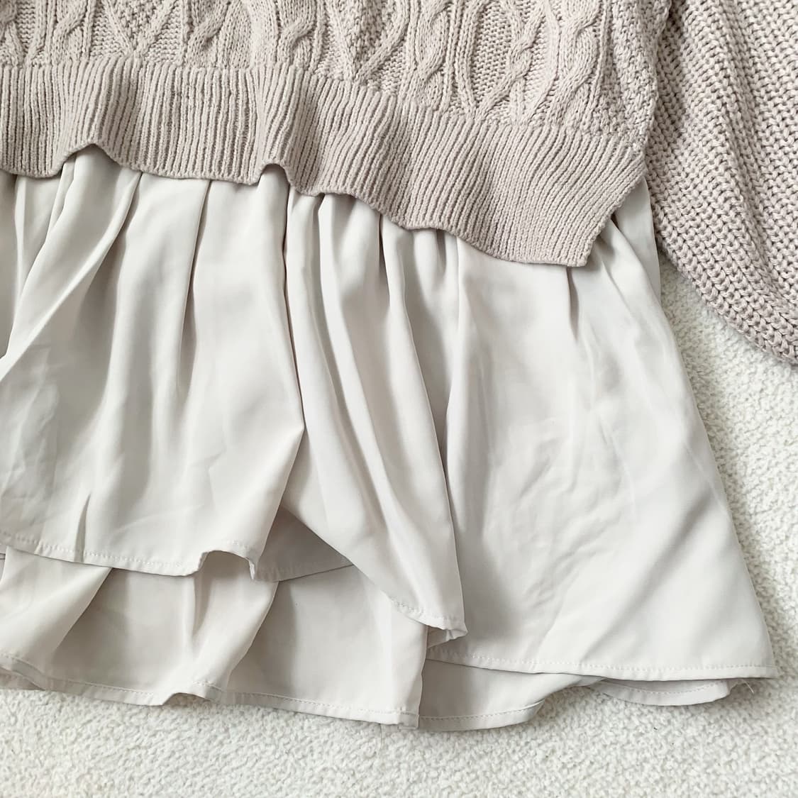 뮤트핑크 소녀옷장 레이어드 니트 원피스 상품이미지3