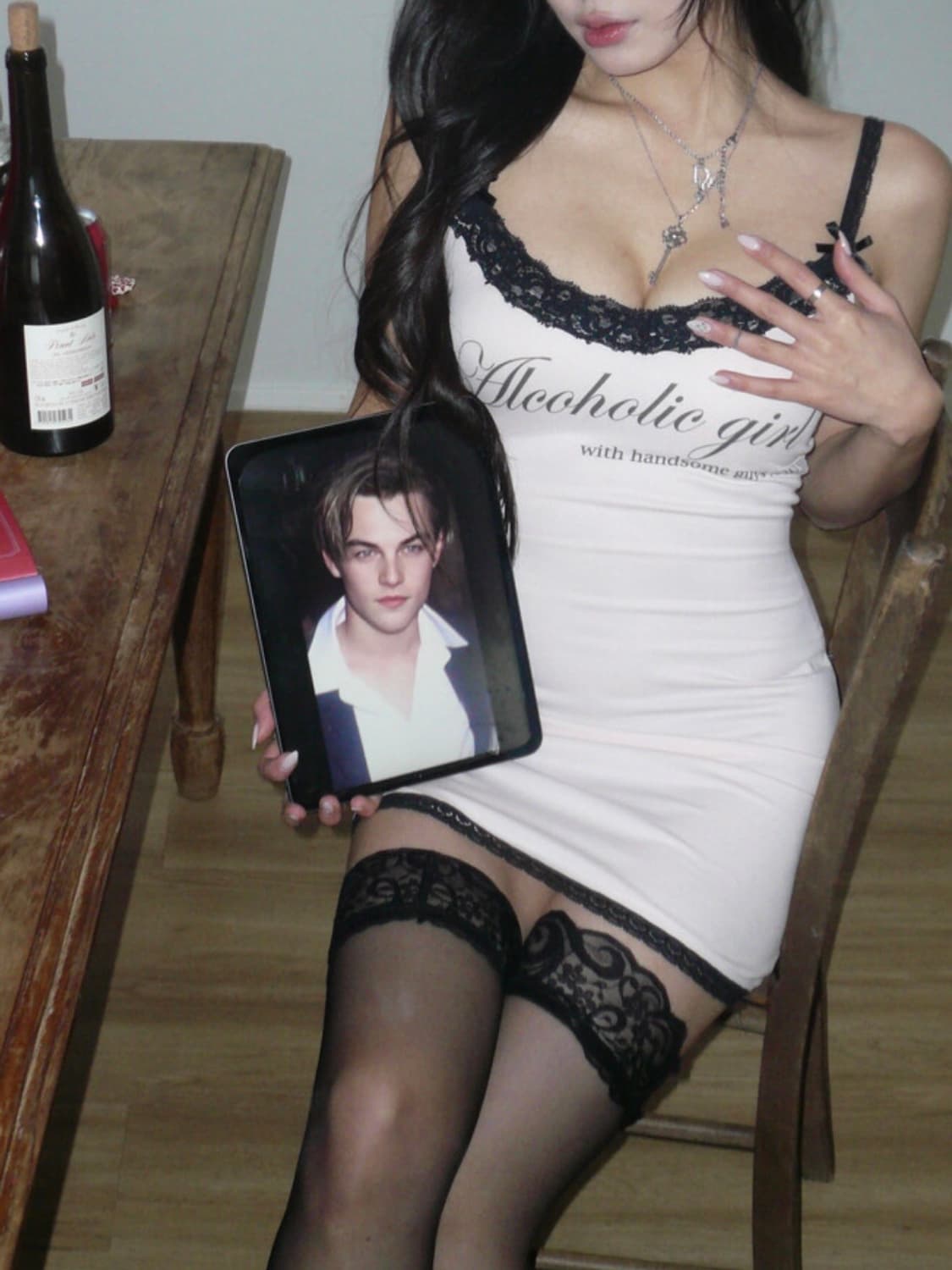 엔젤넘버555 알콜홀릭 걸 리본 드레스 alcoholic girl 상품이미지1