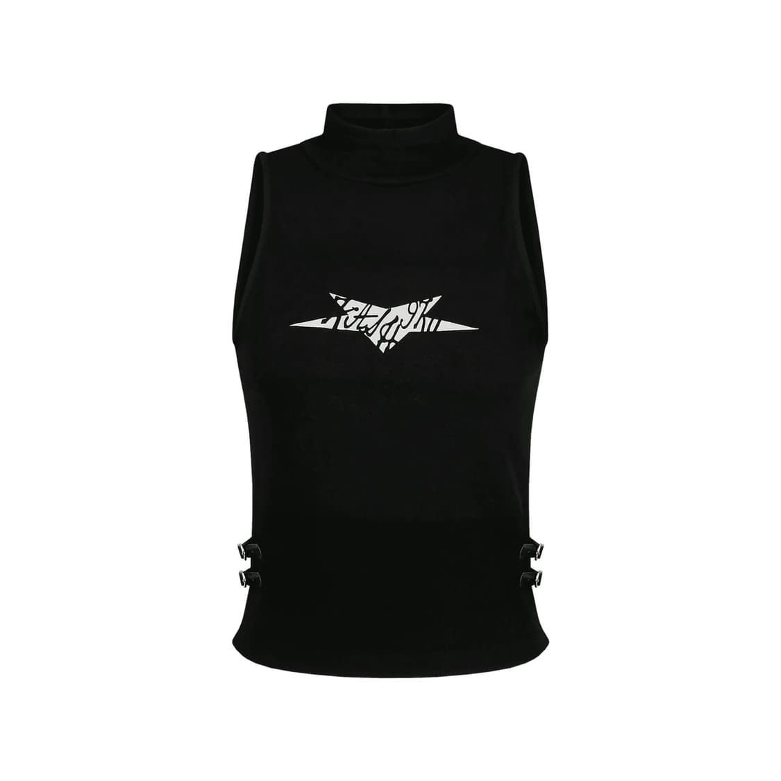 카시코 스타 하이넥 슬리브리스 탑 블랙 상품이미지4