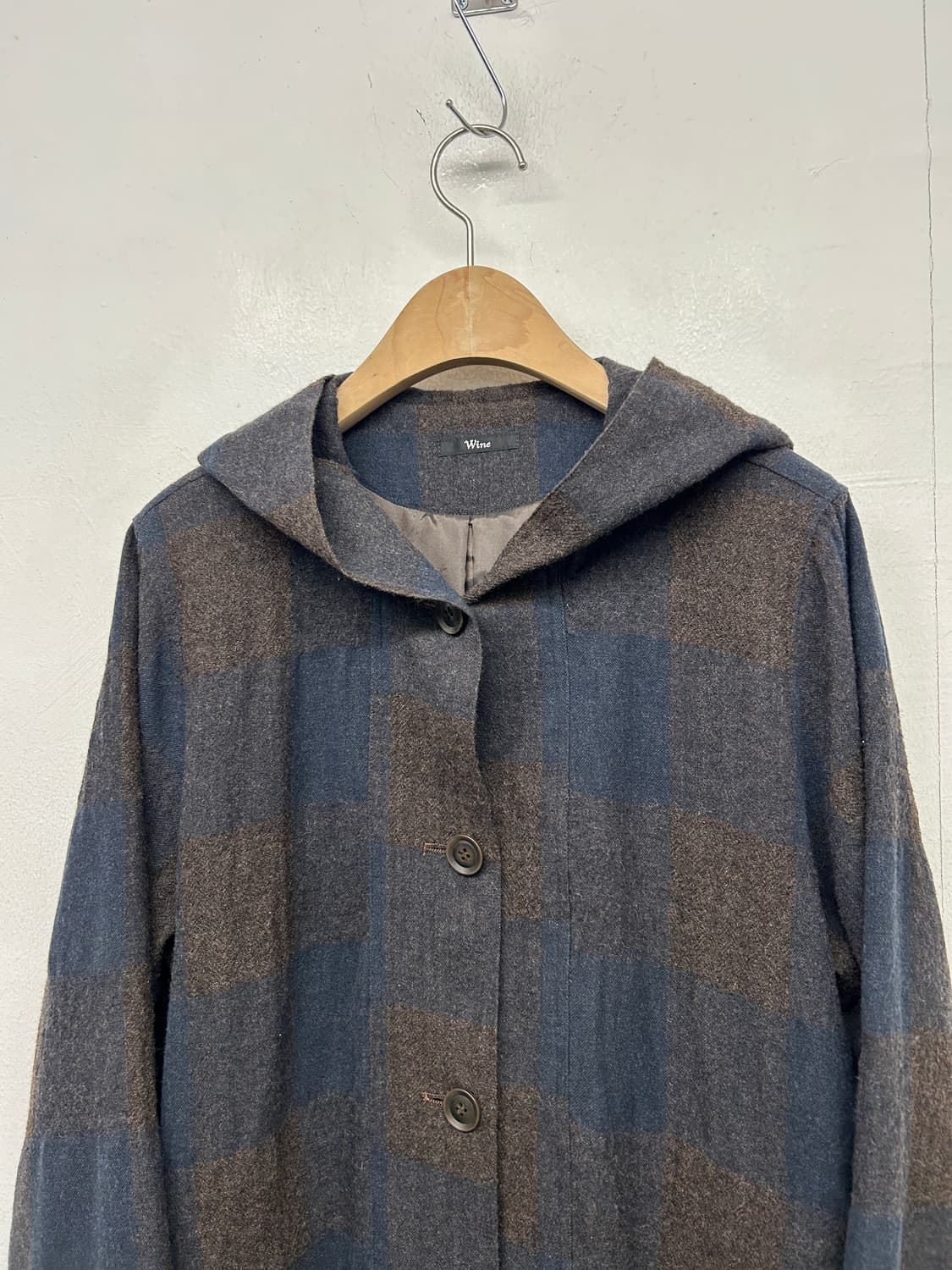 WINE 후드 체크 코트 (MADE IN JAPAN) 상품이미지2