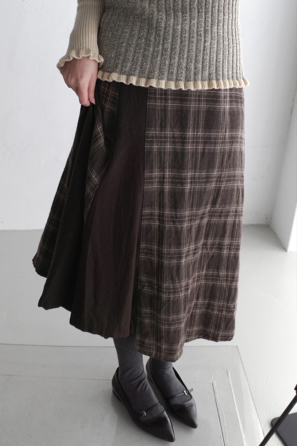 check flared skirt 상품이미지5