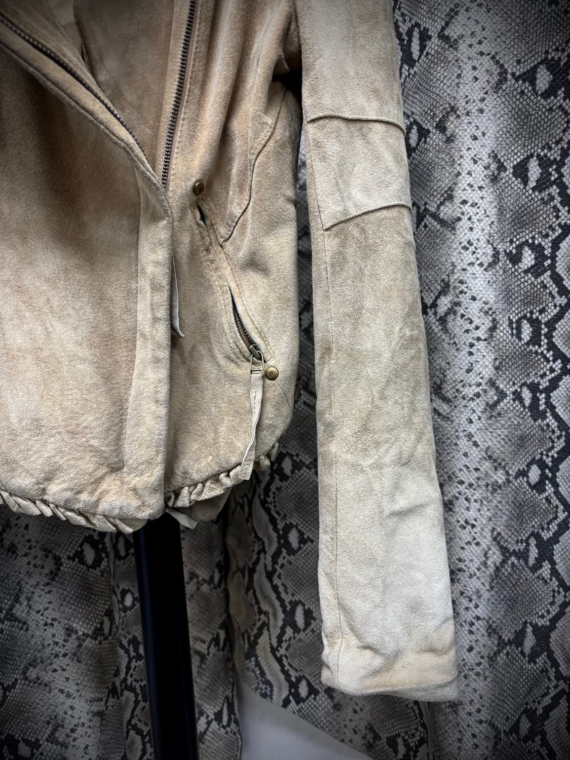 [Y2K] Bomber-Fit Draped Beige PorkSkin N 상품이미지4