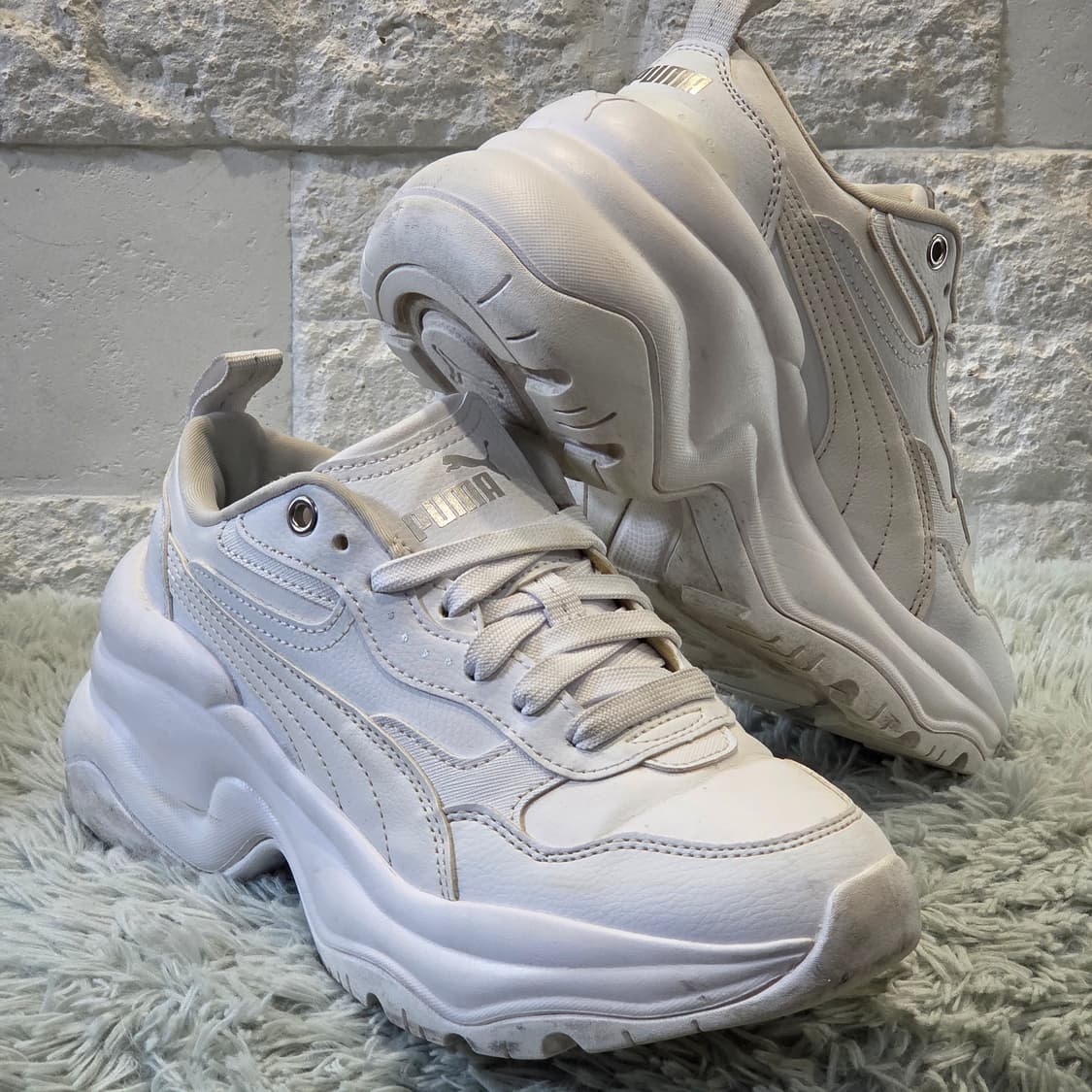 5q-8:푸마 여성용 키높이(5cm) 청키 스니커즈 화이트 (23.5cm 상품이미지4