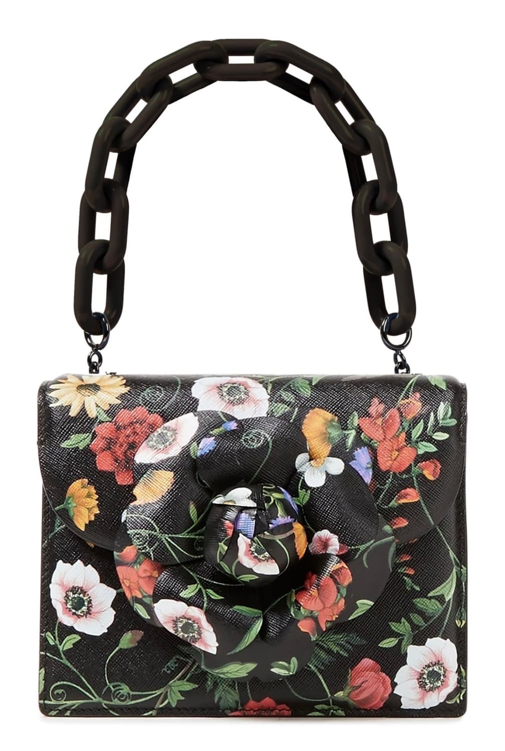 오스카 드 라 렌타 플라워 아플리케 가죽 숄더백 상품이미지3