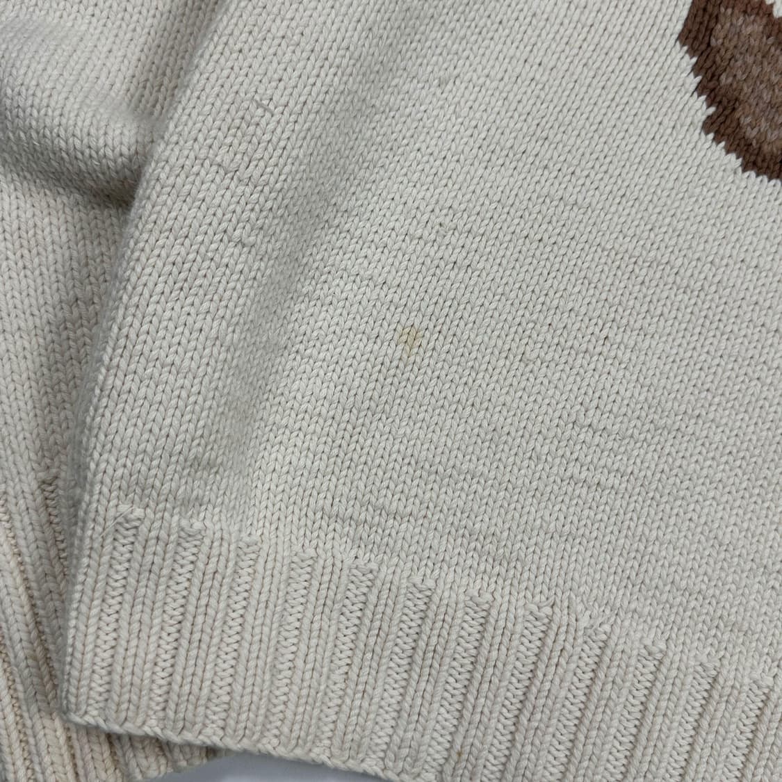 폴로 랄프로렌 올드 폴로베어 핸드메이드 코튼 니트 아이보리 XL 상품이미지6