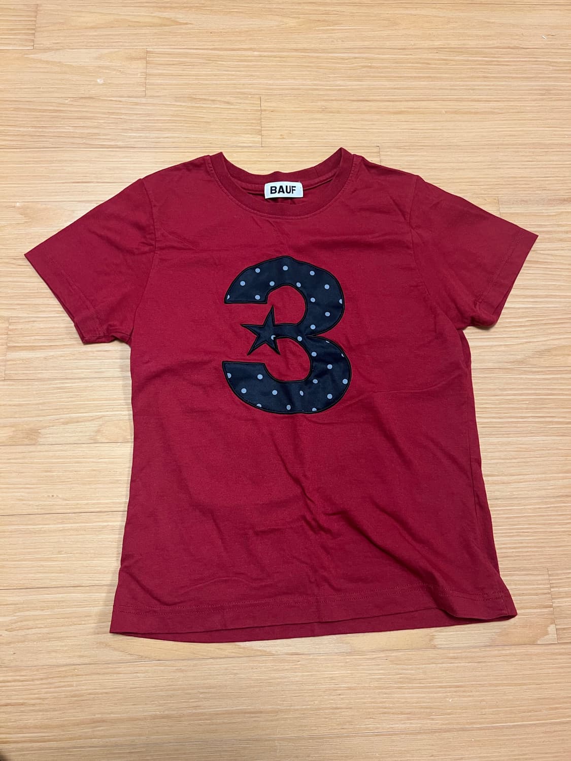 바우프 bauf 3 logo 로고 도트 슬림핏 티셔츠 레드 상품이미지7