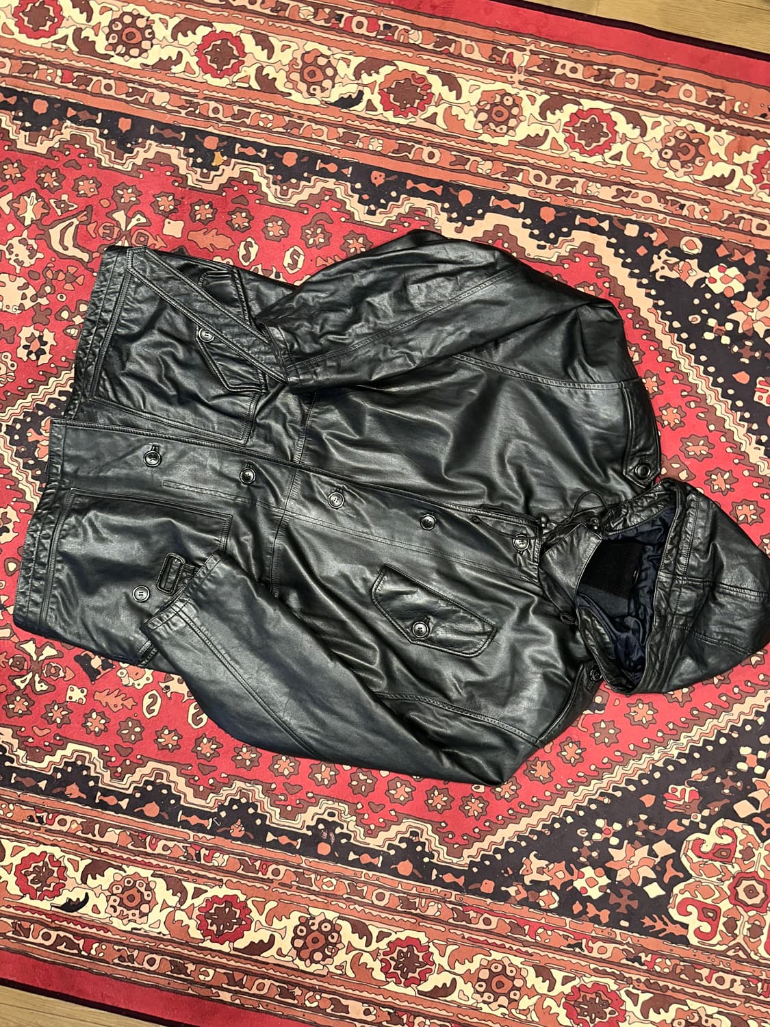 ( 2XL ) 가죽코트 가죽카코트 겨울코트 양가죽자켓 빈티지가죽 상품이미지6