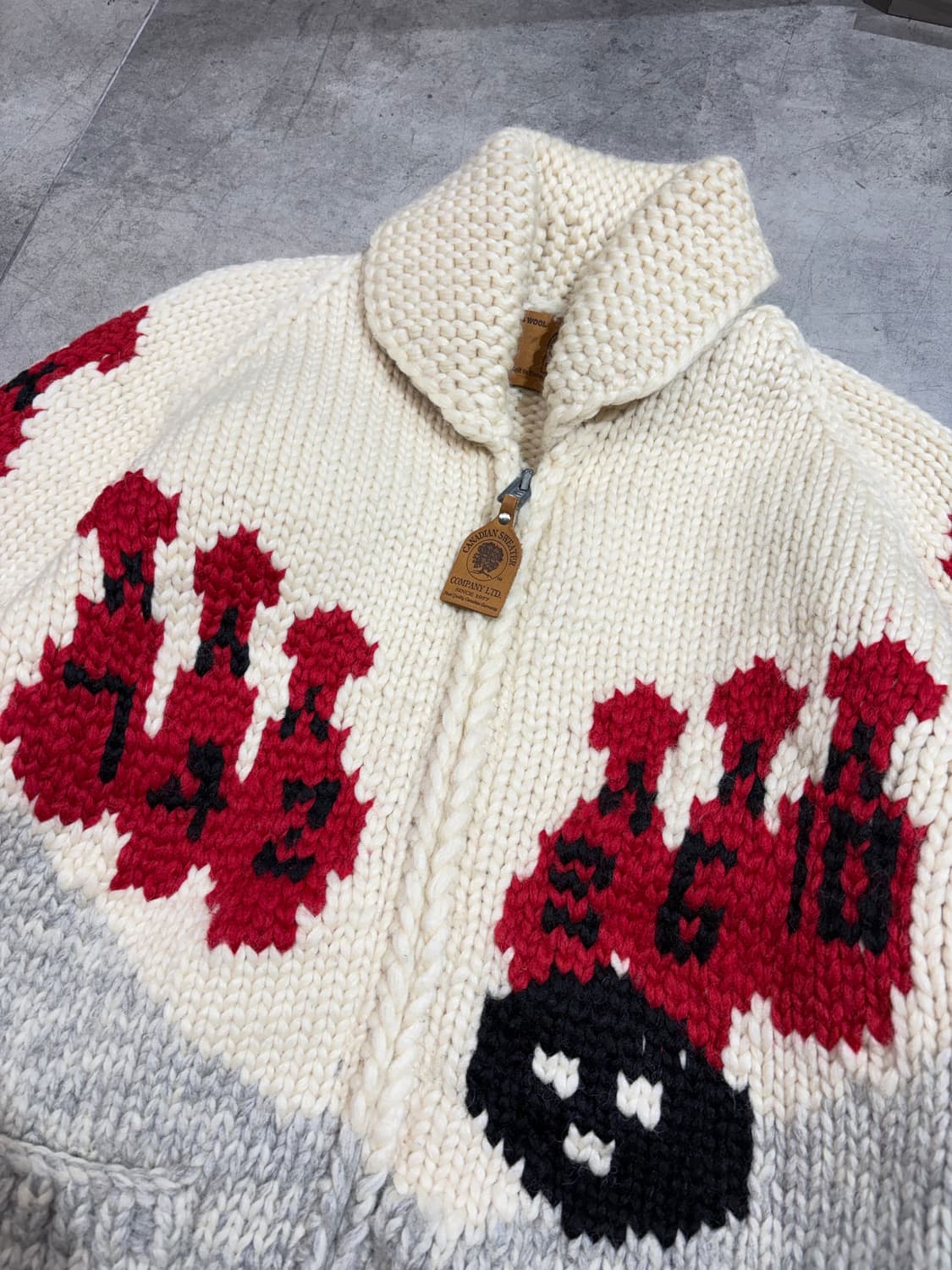 90s 캐나다 코위찬 볼링 니트 집업 상품이미지2