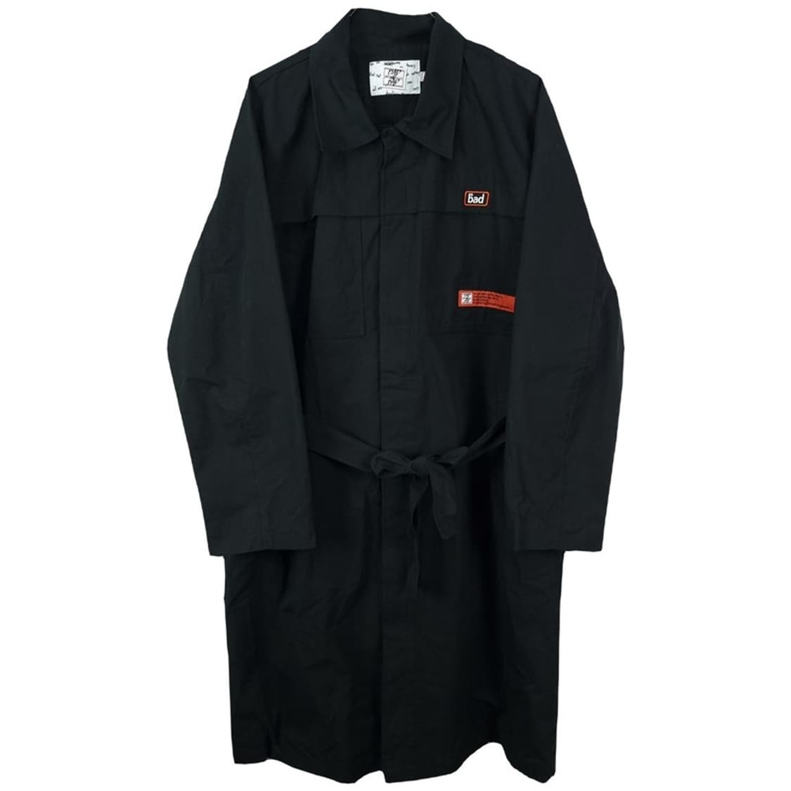 [배드인배드] 로고 자수 벨티드 오버핏 트렌치 코트 블랙 M18813 상품이미지2