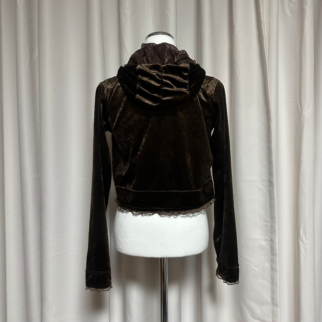 벨벳 레이스 모리 세미크롭 투웨이 후드집업 상품이미지2