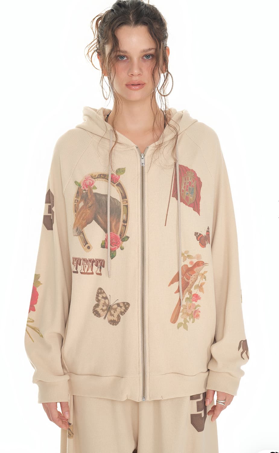 투머치택스 WESTERN WAFFLE ZIP-UP HOODIE (BEIG 상품이미지1