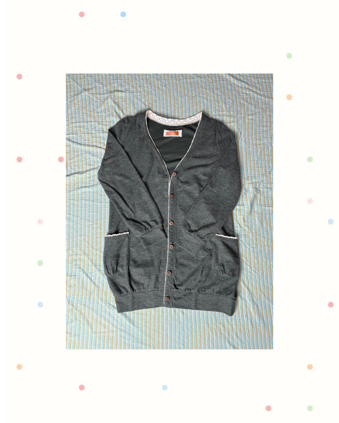 카키 크로쉐 가디건  상품이미지1