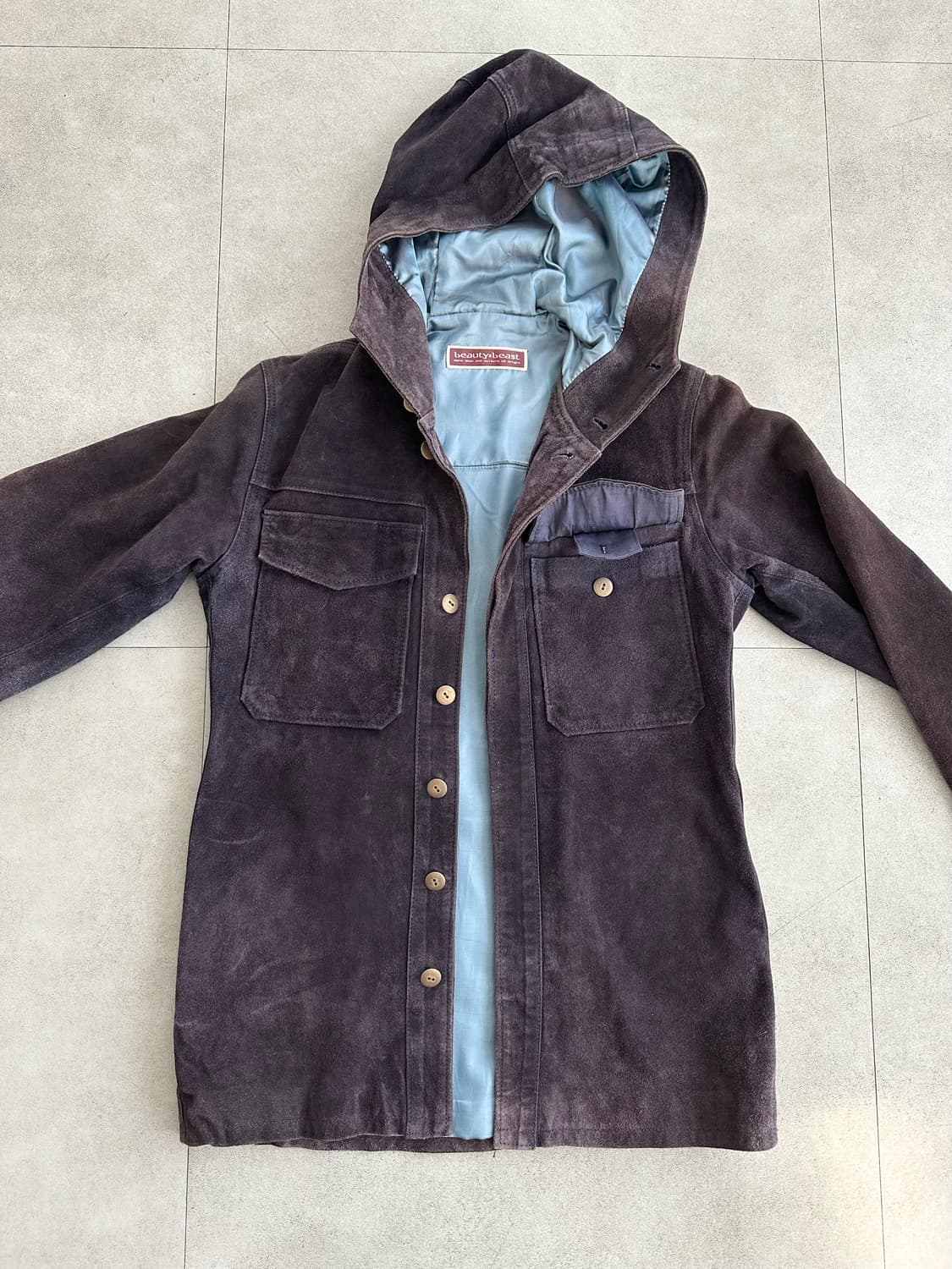 뷰티비스트 퍼플 스웨이드 닌자 후드 자켓 상품이미지5