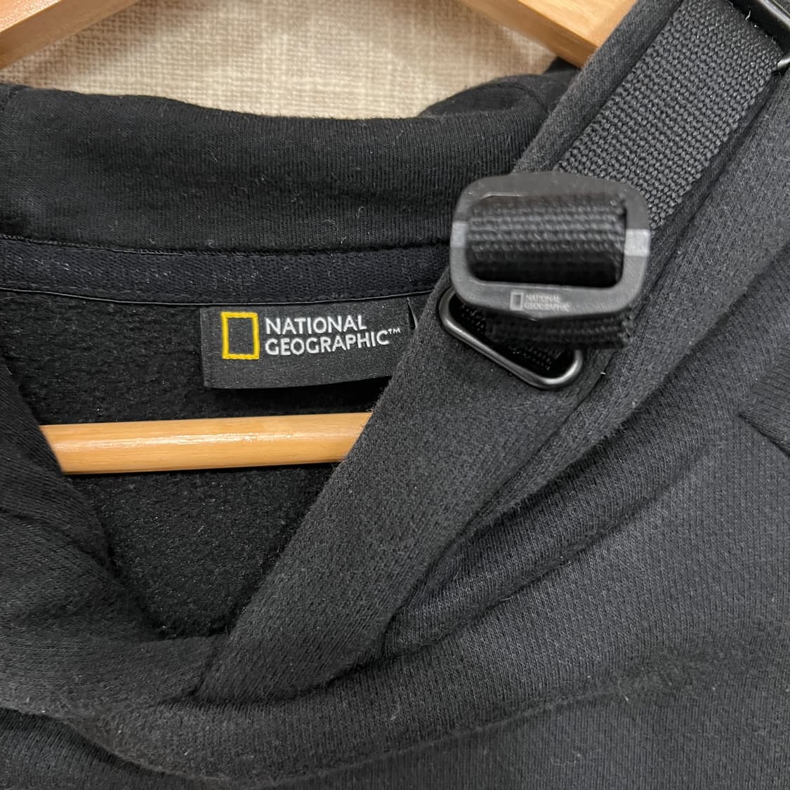 내셔널지오그래픽 빅로고 기모 후드티 L 블랙 상품이미지6