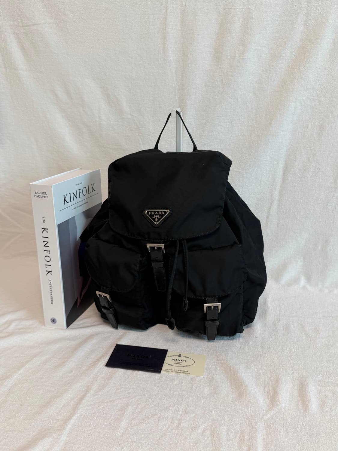 정품 프라다 나일론 투포켓 백팩 블랙 미디움 상품이미지3